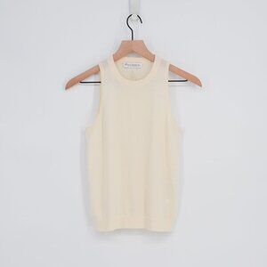 JW Anderson Merino Wool Sweater Tank Top Sleeveless High Neck in Beige Women's S